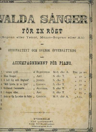 VALDA SANGER FR EN RST - N1 : I VARENS QVALL - ES BLINKT DER THAU - PIANO + SANG.