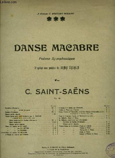 DANSE MACABRE - POEME SYMPHONIQUE POUR PIANO A 4 MAINS.