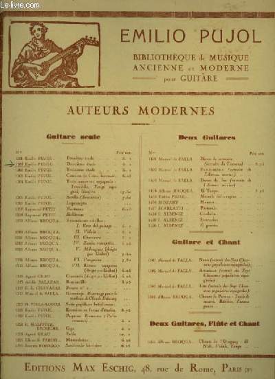 ETUDE N2 - BIBLIOTHEQUE DE MUSIQUE ANCIENNE ET MODERNE POUR GUITARE N1201.