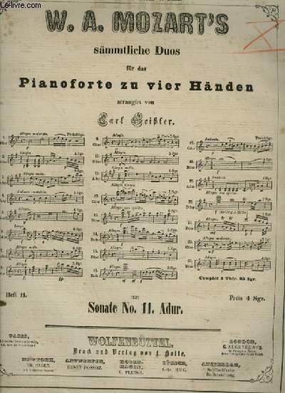SONATE 11 - FR DAS PIANOFORTE ZU VIER HNDEN.