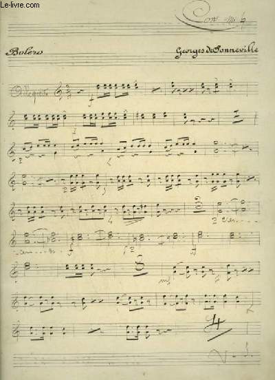 PARTITIONS MANUSCRITES : BOLERO - POUR FLUTES + CORS + 1 & 2 VIOLON + 1 & 2 TROMBONES + 1 & 2 PISTONS + VIOLONCELLE + CLARINETTES + CONTREBASSE + TAMBOUR.