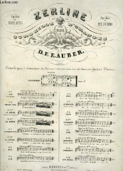 ZERLINE - OU LA CORBEILLE D'ORANGES - N4 : DUO CHANT + PIANO.