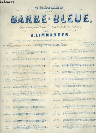 LE CHATEAU DE LA BARBE BLEUE - OPERA COMIQUE EN 3 ACTES - N6 : AIR POUR PIANO ET CHANT SOPRANO.