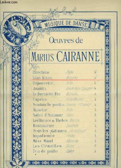 LILAS BLANC - MAZURKA POUR PIANO. - CAIRANNE MARIUS - 0 - Afbeelding 1 van 1