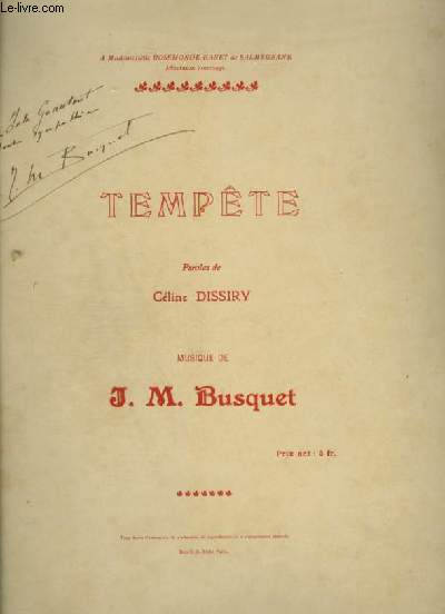 TEMPETE - PIANO ET CHANT. - BUSQUET J.M. - 0 - Afbeelding 1 van 1
