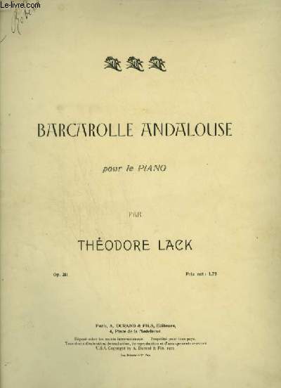 BARCAROLLE ANDALOUSE - POUR LE PIANO.