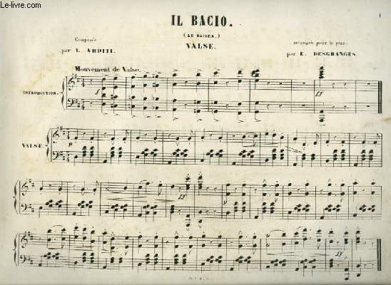 IL BACIO / LE BAISER - VALSE POUR PIANO.