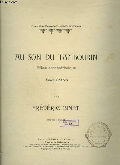 AU SON DU TAMBOURIN - PIECE CARACTERISTIQUE POUR PIANO.