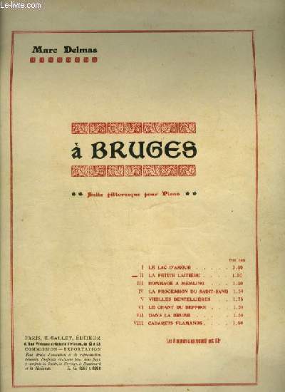 A BRUGES - N2 : LA PETITE LAITIERE - POUR PIANO.