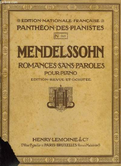 ROMANCES SANS PAROLES POUR PIANO - 1 RECUEIL.