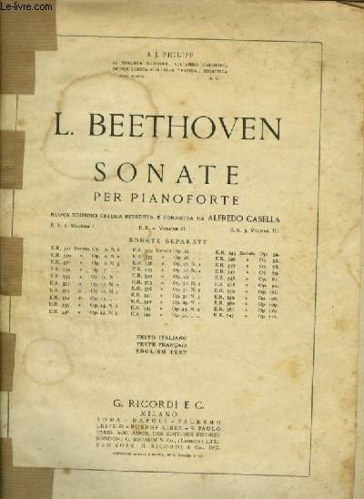 SONATE PER PIANOFORTE - VOLUME 2 - TESTO ITALIANO / TEXTE FRANCAIS / ENGLISH TEXT.
