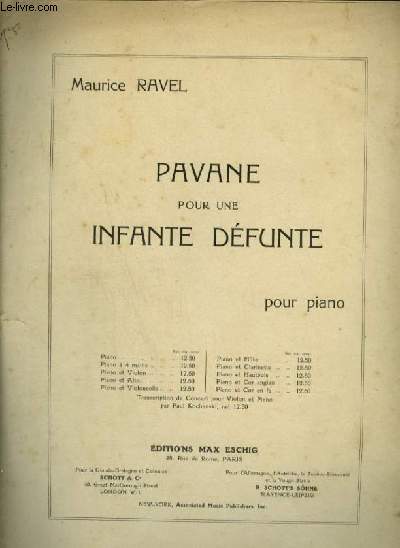 PAVANE POUR UNE INFANTE DEFUNTE POUR PIANO.