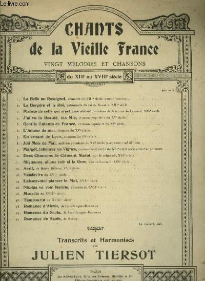 CHANTS DE LA VIEILLE FRANCE - N : L'AMOUR DE MOI - CHANSON DU XV SIECLE