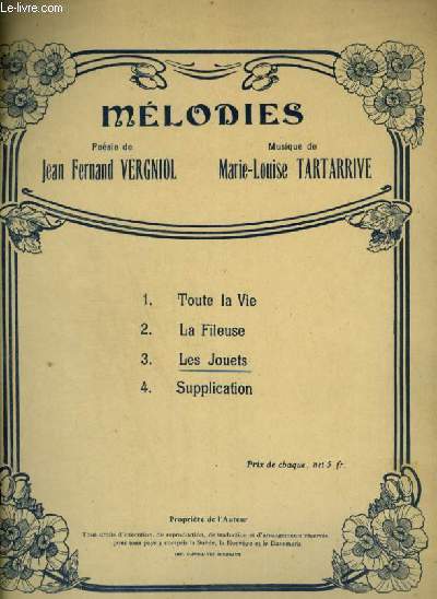 MELODIES - N3 : LES JOUETS - POUR PIANO ET CHANT AVEC PAROLES.