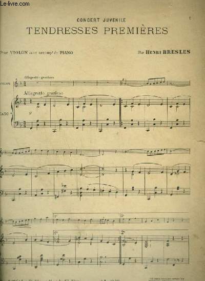 TENDRESSES PREMIERES - PIANO ET VIOLON.