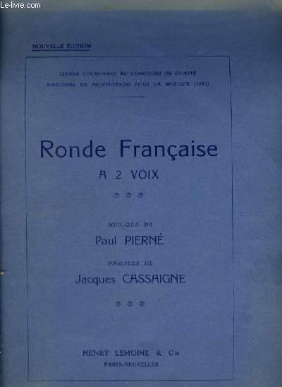 RONDE FRANCAISE - POUR PIANO ET CHANT A 2 VOIX : SOPRANI & ALTI. - PIERNE PAU... - 第 1/1 張圖片