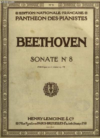 SONATES POUR PIANO N8 : OP.13 PATHETIQUE EN UT MINEUR POUR PIANO.