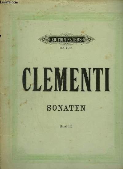 SONATEN - BAND 3 : SONATE 13 A 18. - CLEMENTI - 1916 - Photo 1/1