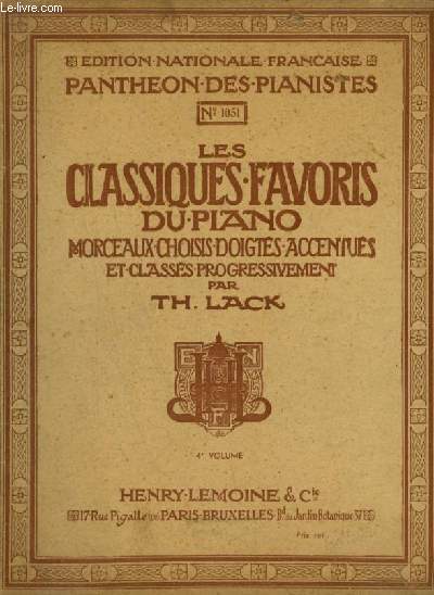 OEUVRES CHOISIES - VOLUME 4 : La victoire + 1re Nocturne + Air vari + 1re Barcarolle + Variations + Rverie + Scherzo + Berceuse + Passacaille + Valse + Menuet + Fantasia + Caprice + Presto + Toccata + Mazurka + Allegro + 2 barcarolle + Capriccio...