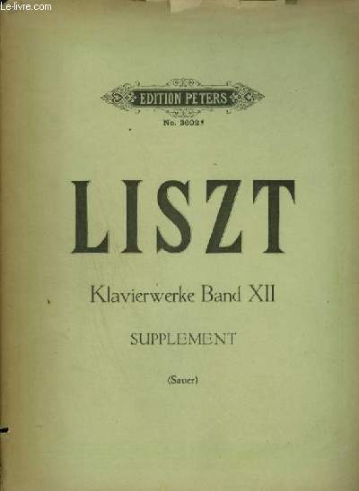 KLAVIERWERKE BAND XII - SUPPLEMENT POUR PIANO.