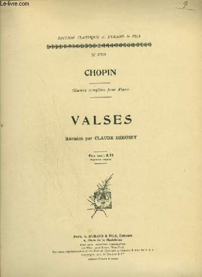 VALSES - OEUVRES COMPLETES POUR PIANO.