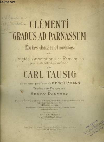 CLEMENTI - GRADUS AD PARNASSUM - ETUDES CHOISIES ET REVISEES.