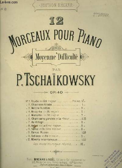 12 MORCEAUX POUR PIANO - MOYENNE DIFFICULTE - N8 : VALSE EN LA BEMOL MAJEUR.