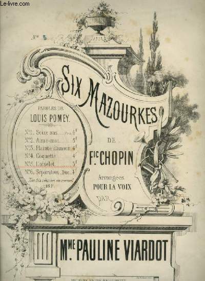 SIX MAZURKES - N5 : L'OISELET - POUR PIANO ET CHANT AVEC PAROLES.