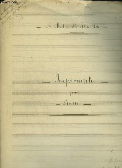 PARTITION MANUSCRITE : IMPROMPTU POUR PIANO