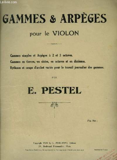 GAMMES & ARPEGES POUR LE VIOLON.