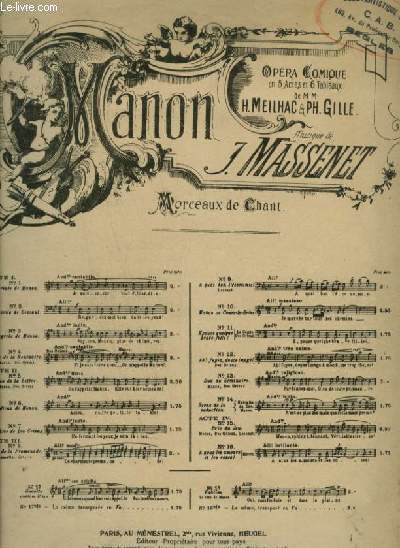 MANON - N4 : DUO DE LA RENCONTRE - POUR PIANO ET CHANT A 2 VOIX (MANON + DES GRIEUX) AVEC PAROLES.