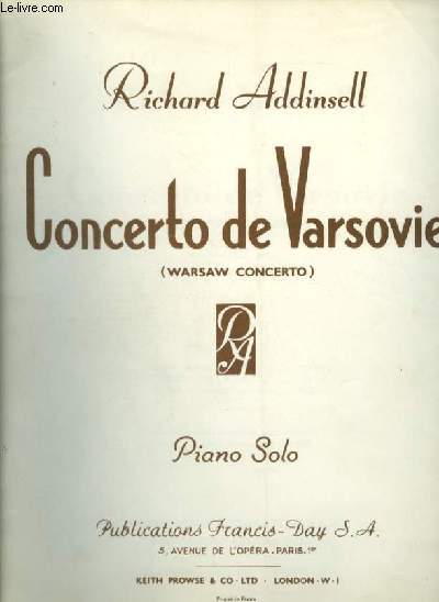 CONCERTO DE VARSOVIE / WARSAW CONCERTO - PIANO SOLO.