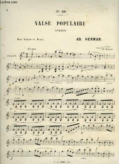 VALSE POPULAIRE DE STRAUSS - N20 POUR VIOLON.