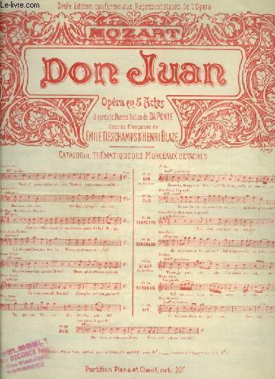 DON JUAN - N15 : SERENADE POUR PIANO ET CHANT AVEC PAROLES.