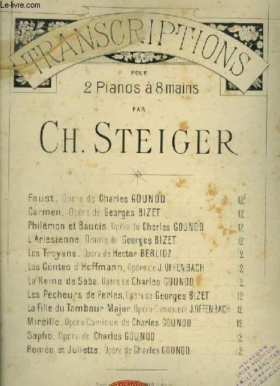 L'ARLESIENNE - TRANSCRIPTION POUR 2 PIANOS A 8 MAINS.