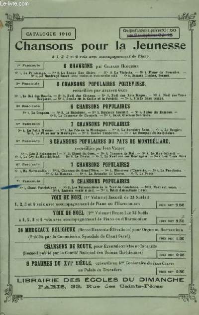 5 CHANSONS POPULAIRES : CANTIQUE PATRIOTIQUE - 4 VOIX MIXTES + LA TOUR DE CONSTANCE - PIANO AVEC PAROLES + NOEL NOEL EST VENU - PIANO / CHANT + LAISSEZ VENIR A MOI, LES PETITS ENFANTS - PIANO / CHANT + PROTESTANTS FUGITIFS - PIANO AVEC PAROLES.