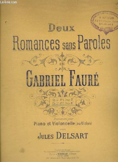 DEUX ROMANCES SANS PAROLES - OP.17 N3 - POUR PIANO ET VIOLONCELLE.