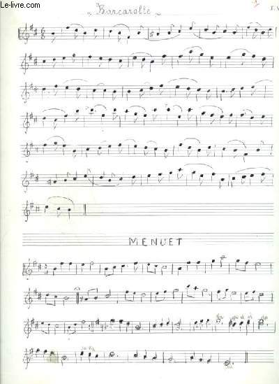 PARTITION MANUSCRITE : MENUET + BARCAROLLE + EN HIVER + RIGAUDON.