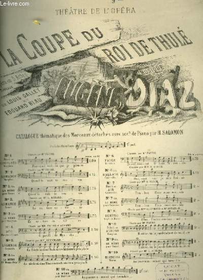 LA COUPE DU ROI DE THULE - N9 BIS : AIR POUR PIANO ET CHANT AVEC PAROLES.