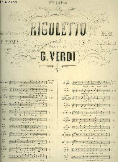 RIGOLETTO - N°9 : POUR PIANO ET CHANT AVEC PAROLES. - VERDI G. - 0 - Afbeelding 1 van 1