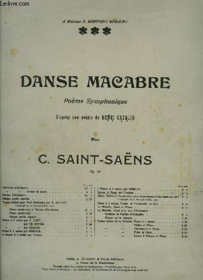 DANSE MACABRE - OP.40. POUR PIANO ET VIOLON.