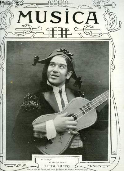 MUSICA - N34 : JUILLET 1905 - Chronique du mois + Les figaro clebres + Martille  Bruxelles + Le quatuor des Hautes tudes + Caruso Caricaturiste + Une musique anglaise  Paris + Photographie de Mlle Mrenti dans le rlr de Chimne du CID...