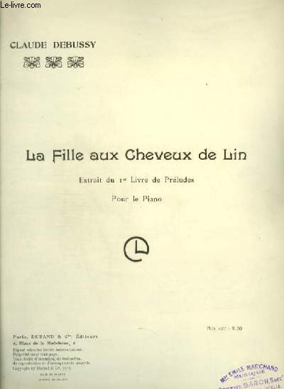 LA FILLE AUX CHEVEUX DE LIN - EXTRAIT DU 1 LIVRE DE PRELUDES POUR PIANO.