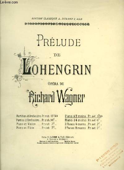 PRELUDE DE LOHENGRIN - POUR PIANO A 2 MAINS.