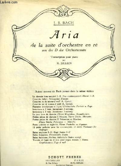 ARIA - DE LA SUITE D'ORCHESTRE EN RE - POUR PIANO.