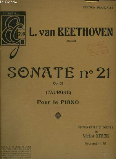 SONATE N21 - OP.53 - L'AURORE POUR PIANO.