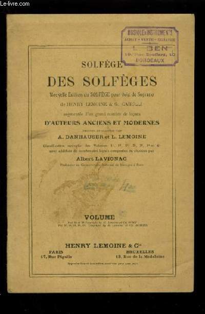 SOLFEGE DES SOLFEGES - VOLUME 3 C : ETUDE DE LA CLE D'UT 1 LIGNE.