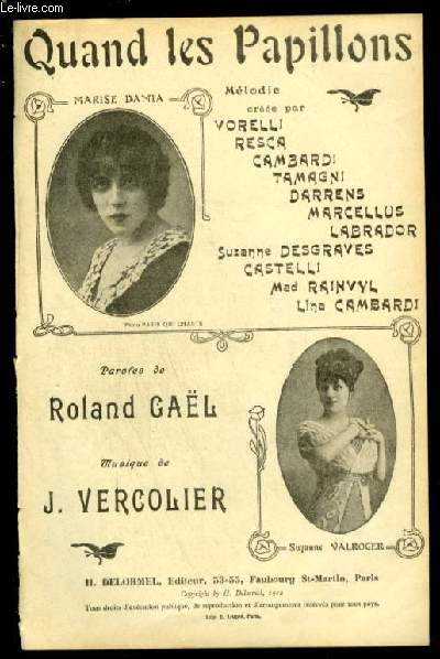 QUAND LES PAPILLONS - MELODIE POUR CHANT AVEC PAROLES.