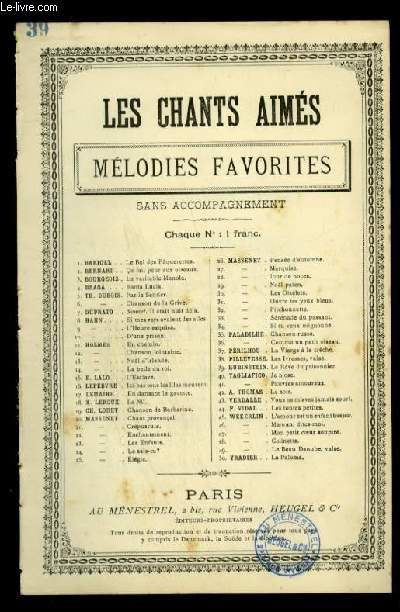 LE REVE DU PRISONNIER - LES CHANTS AIMES / MELODIES FAVORITES - N39 OP.8 N5 - POUR CHANT AVEC PAROLES.