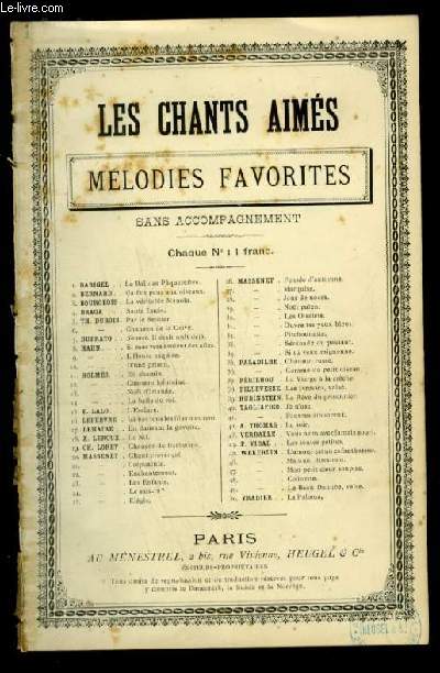 SONNET - LES CHANTS AIMES / MELODIES FAVORITES - POUR CHANT AVEC PAROLES.